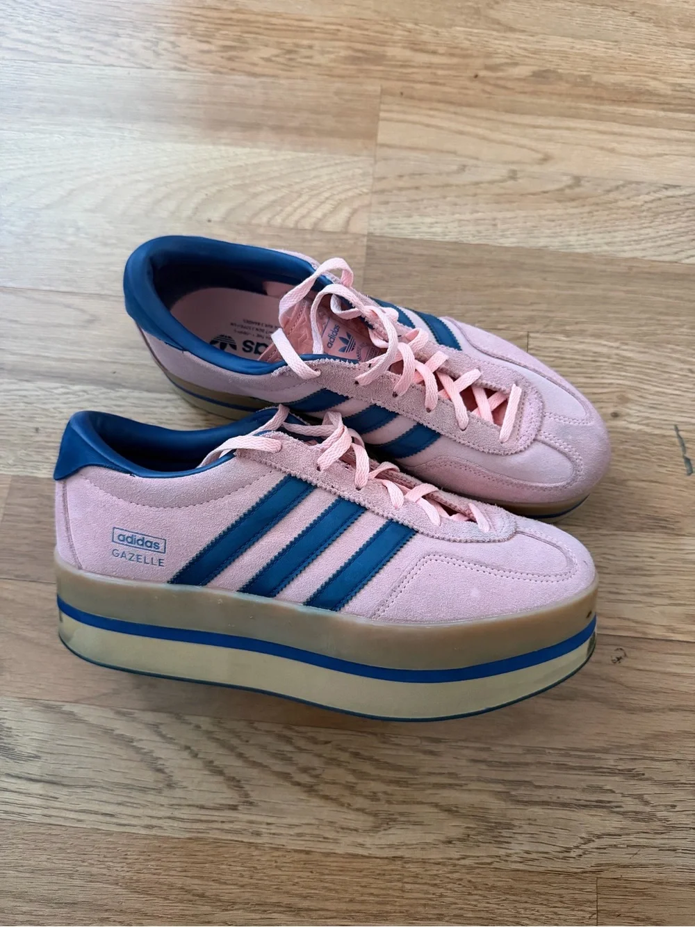 adidas Pink and Navy Women’s Platform Gazelle Sneakers